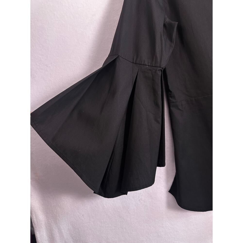 NWT Pleione Black Mock Neck Bell Sleeve Blouse Tiered Sleeve Top Size Medium - Picture 4 of 10